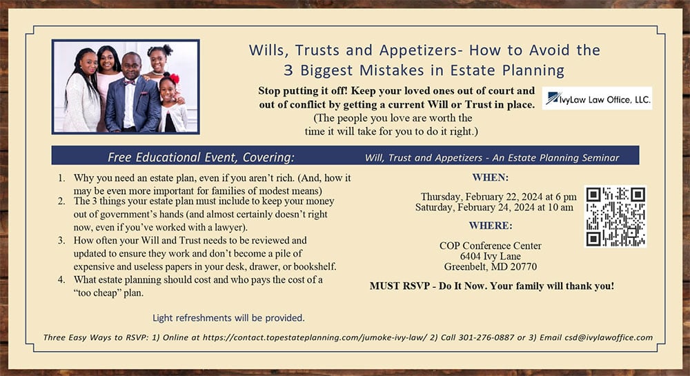 Seminar - How to avoid the 3 biggest mistakes in estate planning